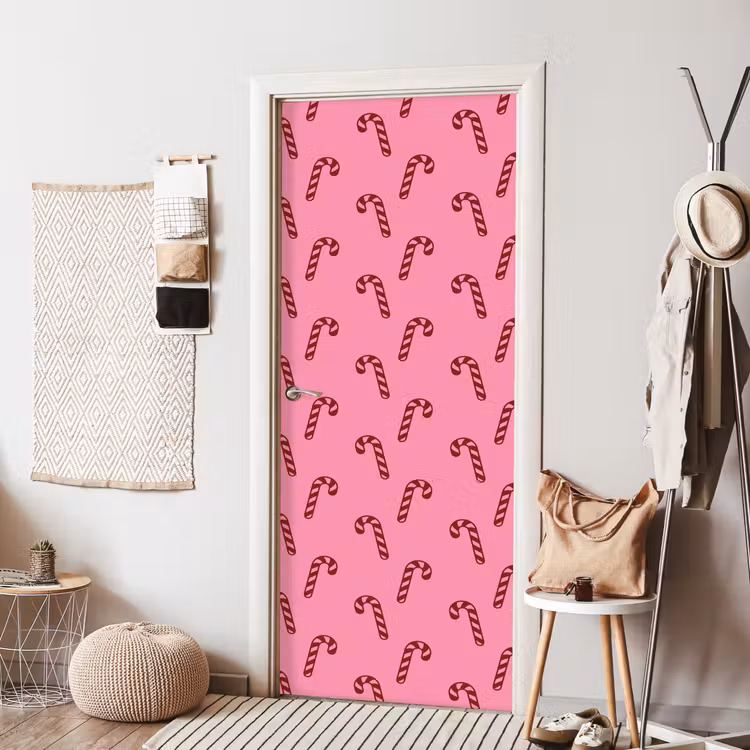 Deursticker - Kerst - Roze - Zuurstok - Rood — 8