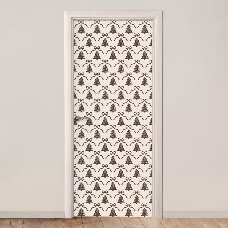 Deursticker - Kerst - Taupe - Crème - Strik — 1