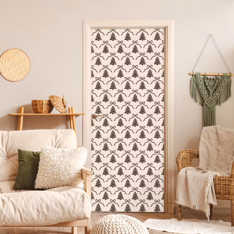 Deursticker - Kerst - Taupe - Crème - Strik — 4