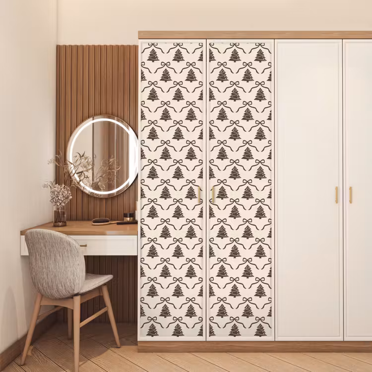 Deursticker - Kerst - Taupe - Crème - Strik — 5
