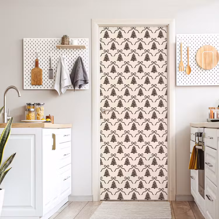 Deursticker - Kerst - Taupe - Crème - Strik — 7