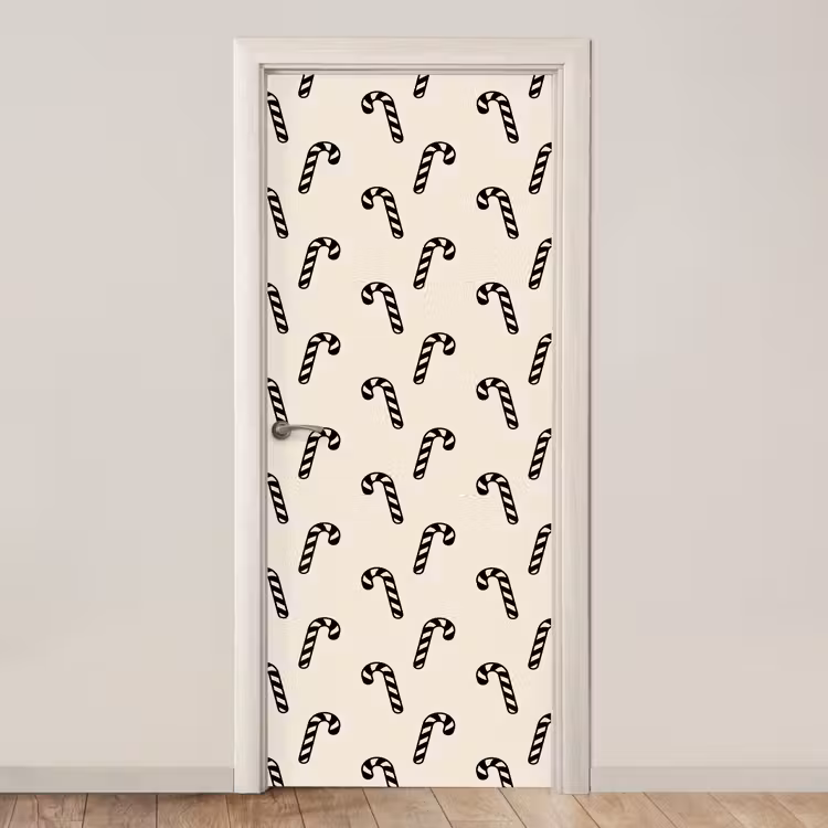 Deursticker - Kerst - Zwart - Crème - Zuurstok — 1