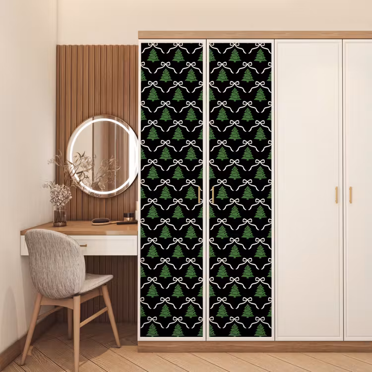 Deursticker - Kerst - Zwart - Wit - Strik — 5