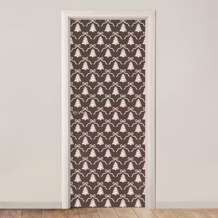 Deursticker - Strik - Taupe - Wit - Kerst — 1