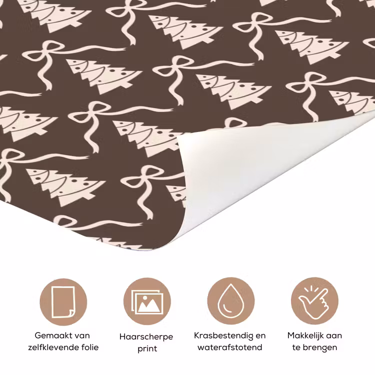 Deursticker - Strik - Taupe - Wit - Kerst — 3