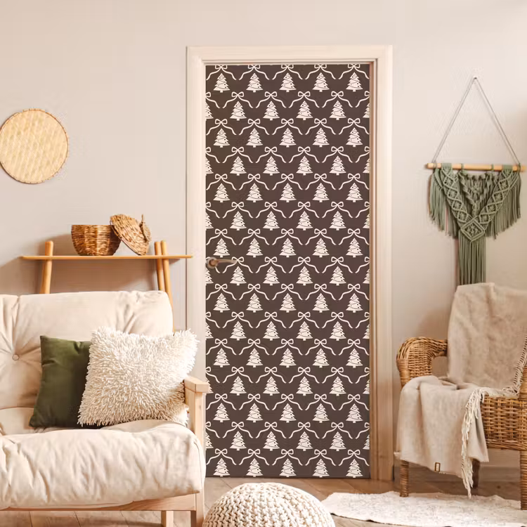 Deursticker - Strik - Taupe - Wit - Kerst — 4