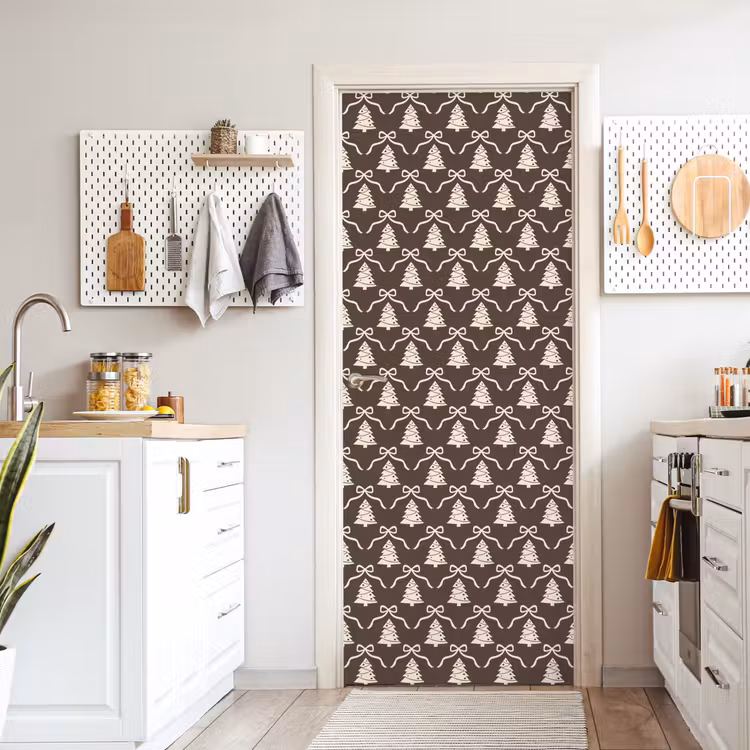 Deursticker - Strik - Taupe - Wit - Kerst — 7