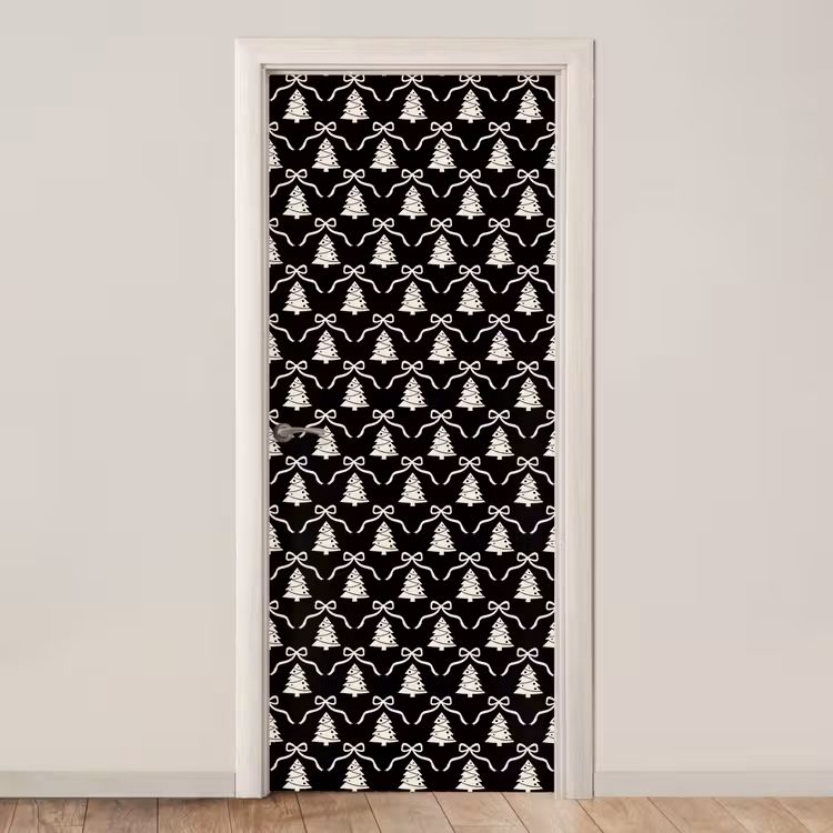 Deursticker - Strik - Wit - Zwart - Kerst — 1