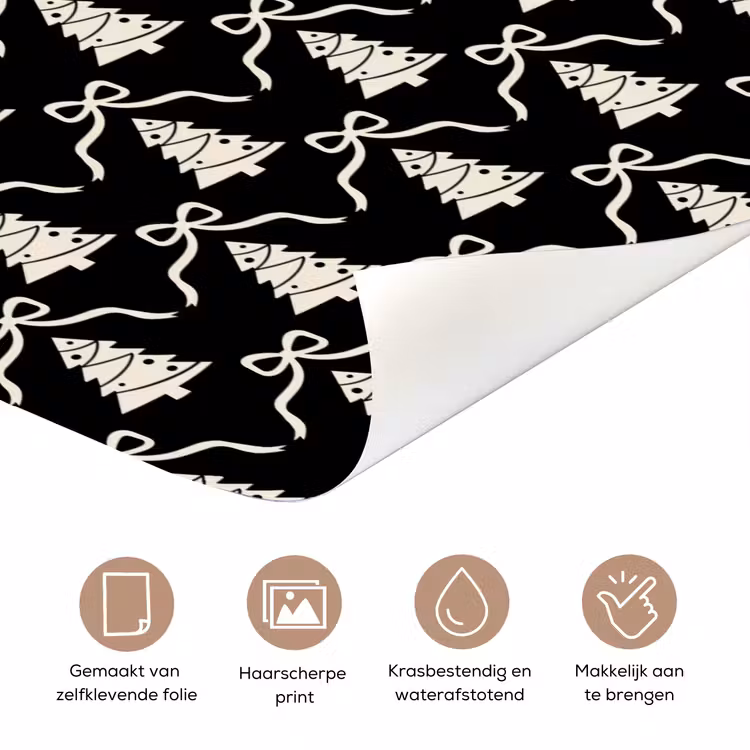 Deursticker - Strik - Wit - Zwart - Kerst — 3