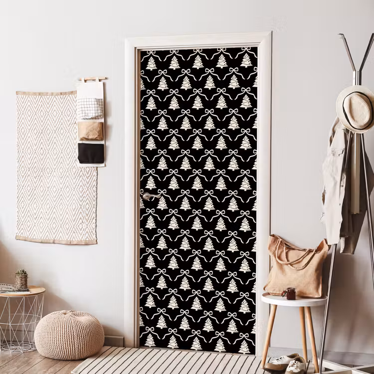 Deursticker - Strik - Wit - Zwart - Kerst — 8