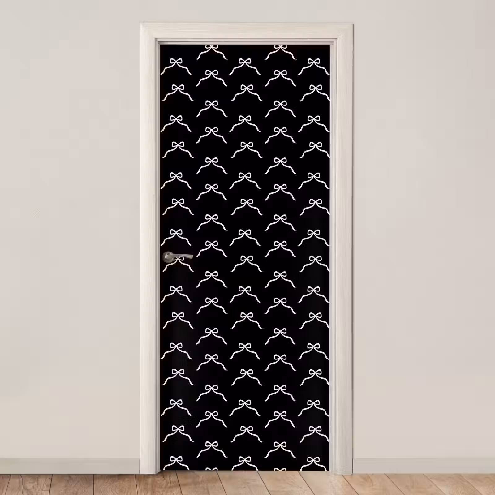 Deursticker - Strik - Kerst - Zwart - Wit — 1