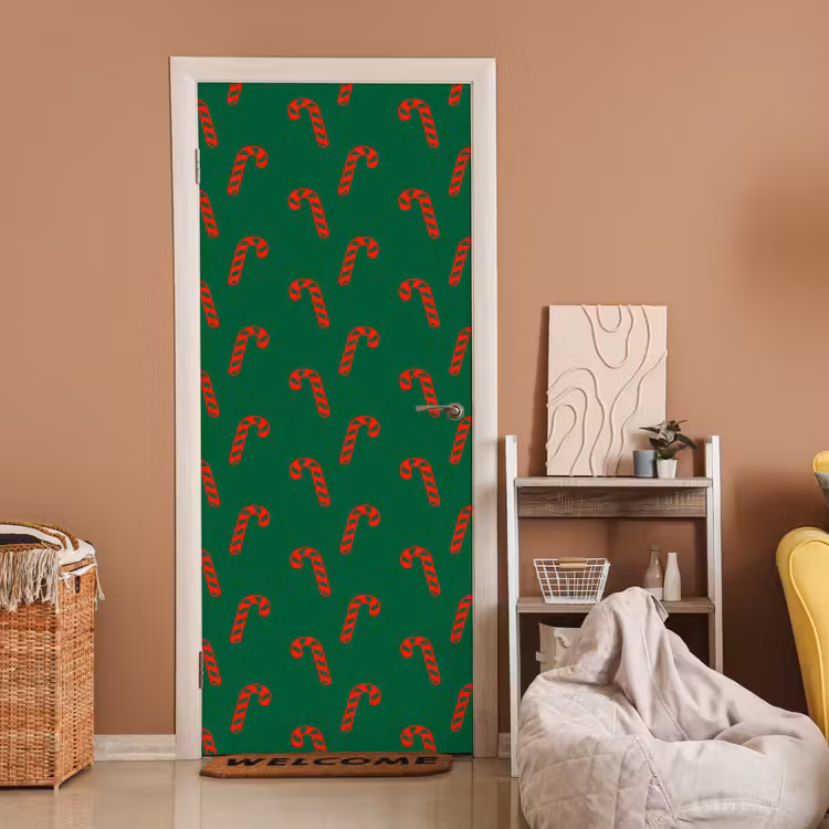 Deursticker - Kerst - Groen - Rood - Zuurstok — 2