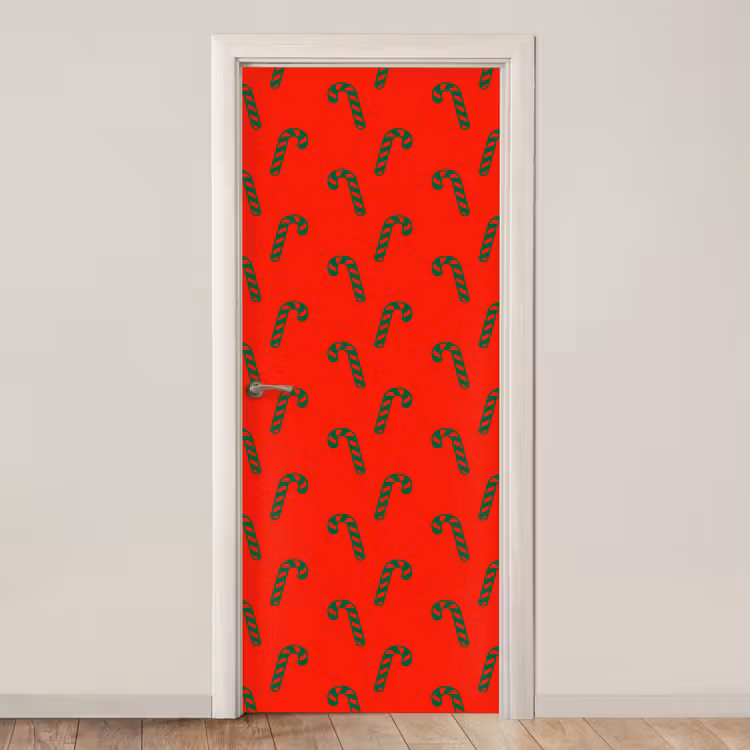 Deursticker - Kerst - Rood - Groen - Zuurstok — 1
