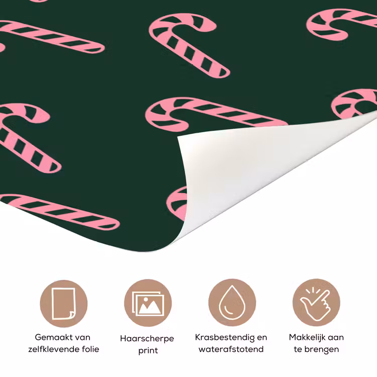 Deursticker - Kerst - Roze - Groen - Zuurstok — 3