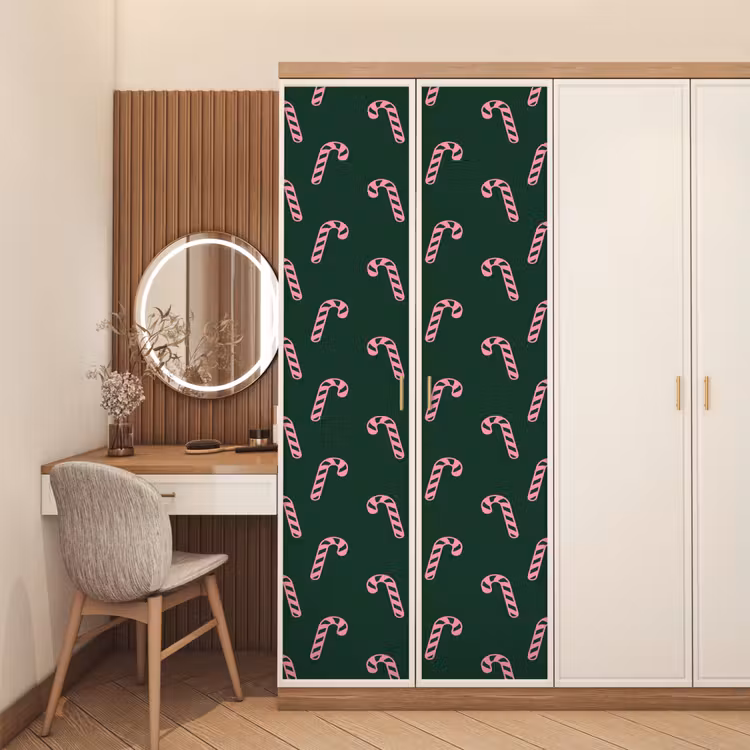Deursticker - Kerst - Roze - Groen - Zuurstok — 5