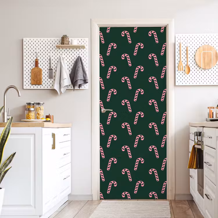 Deursticker - Kerst - Roze - Groen - Zuurstok — 7
