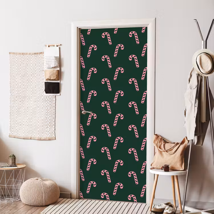Deursticker - Kerst - Roze - Groen - Zuurstok — 8