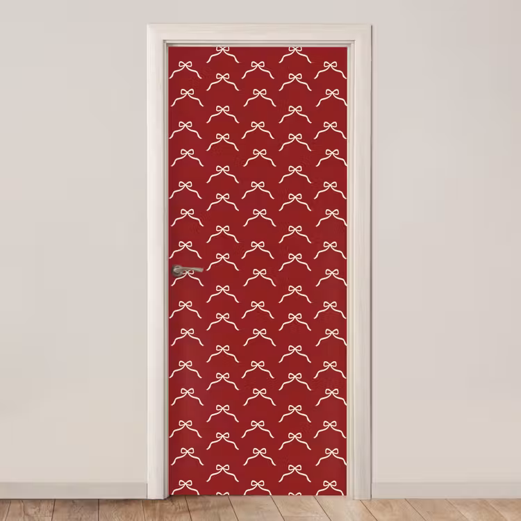 Deursticker - Strik - Kerst - Rood - Wit — 1
