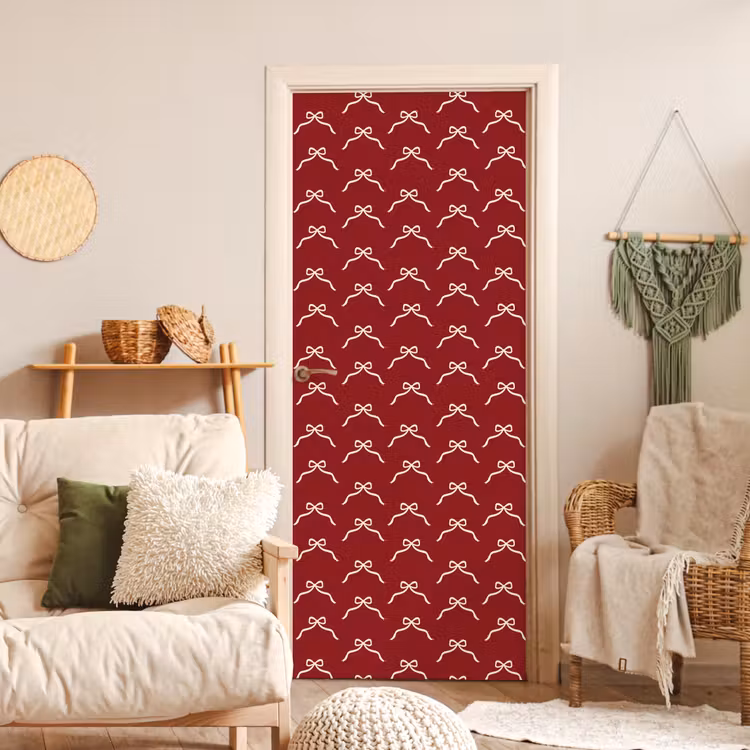 Deursticker - Strik - Kerst - Rood - Wit — 4