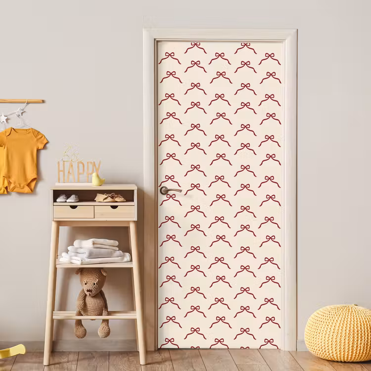 Deursticker - Strik - Rood - Crème - Kerst — 6