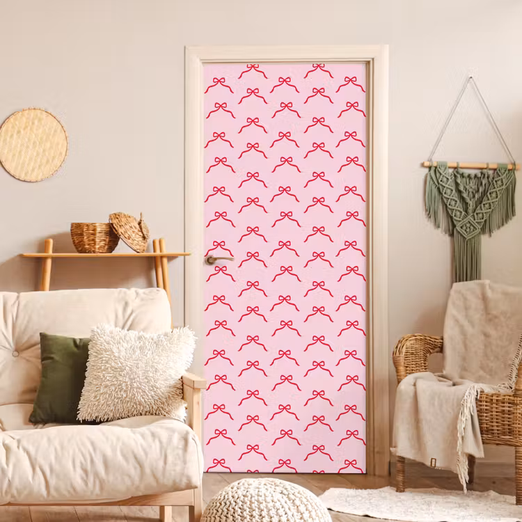 Deursticker - Strik - Rood - Kerst - Roze — 4