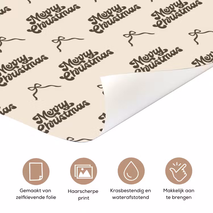 Deursticker - Tekst - Bruin - Crème - Strik — 3