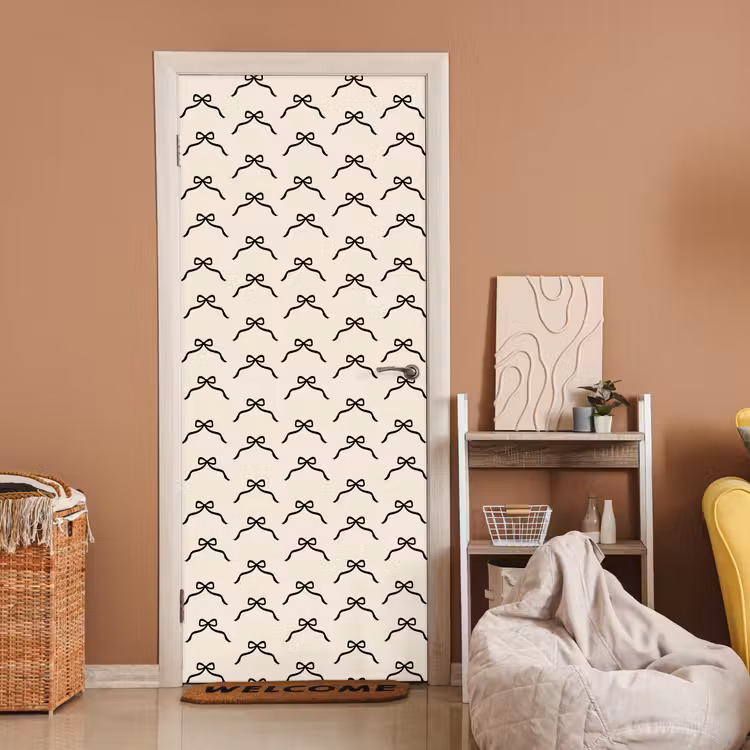 Deursticker - Strik - Kerst - Wit - Zwart — 2