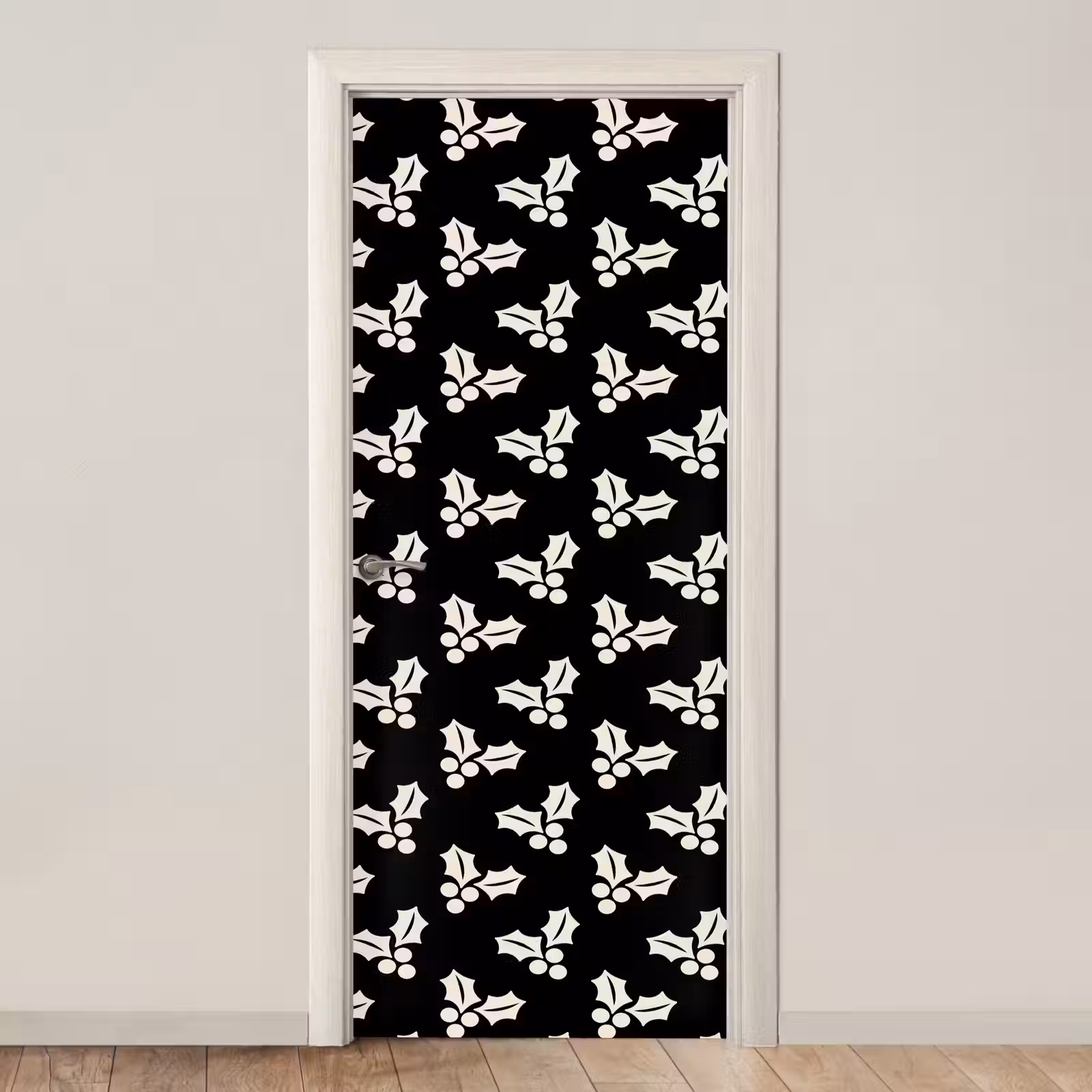 Deursticker - Kerst - Zwart - Wit - Hulst — 1