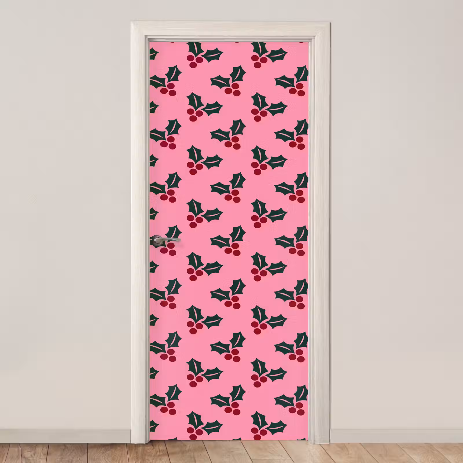 Deursticker - Roze - Kerst - Hulst — 1