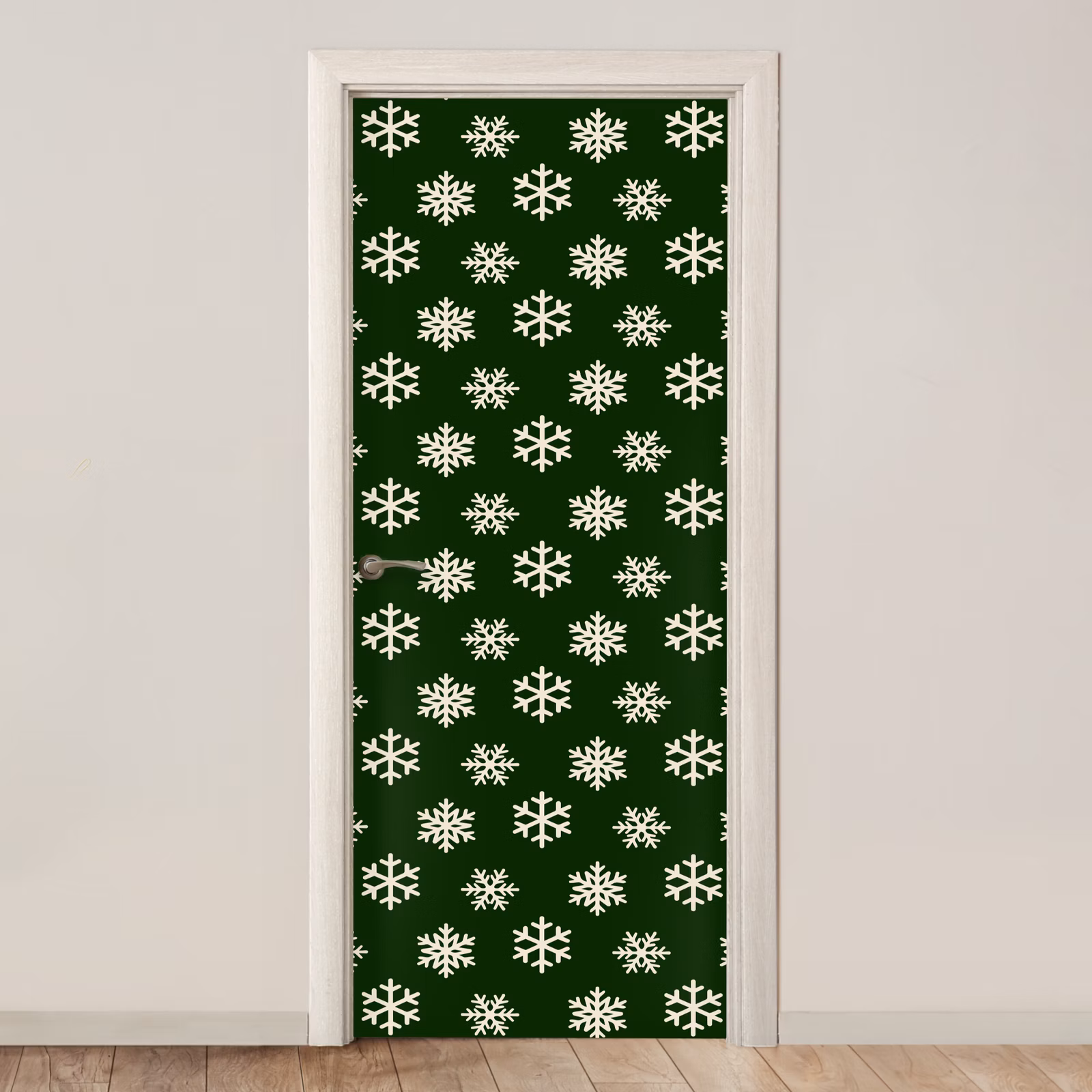 Deursticker - Sneeuwvlok - Groen - Wit - Kerst — 1