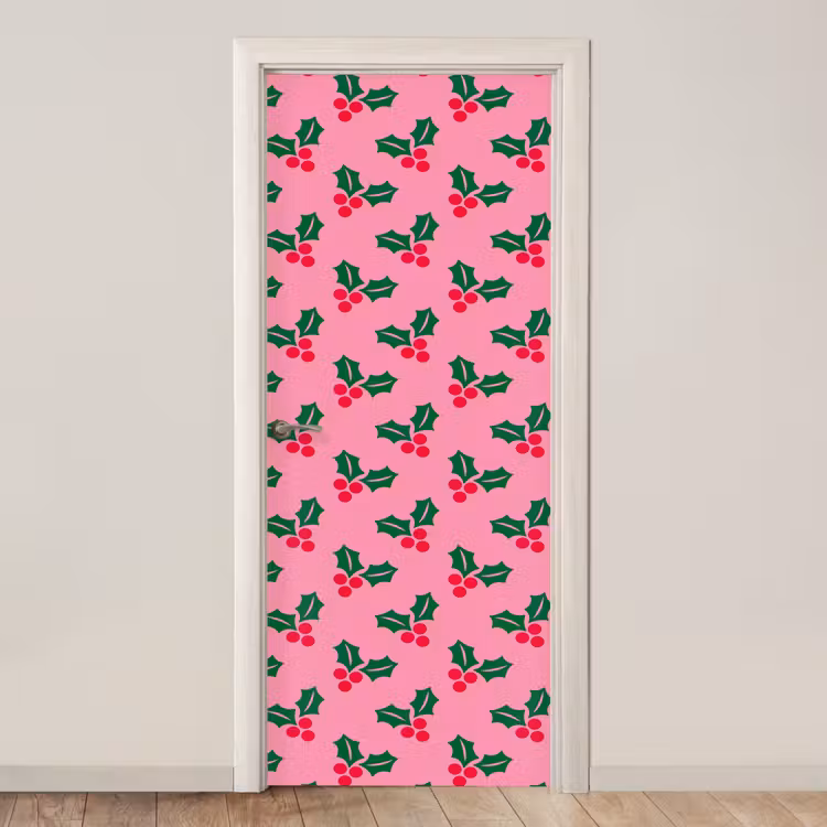 Deursticker - Hulst - Kerst - Roze — 1
