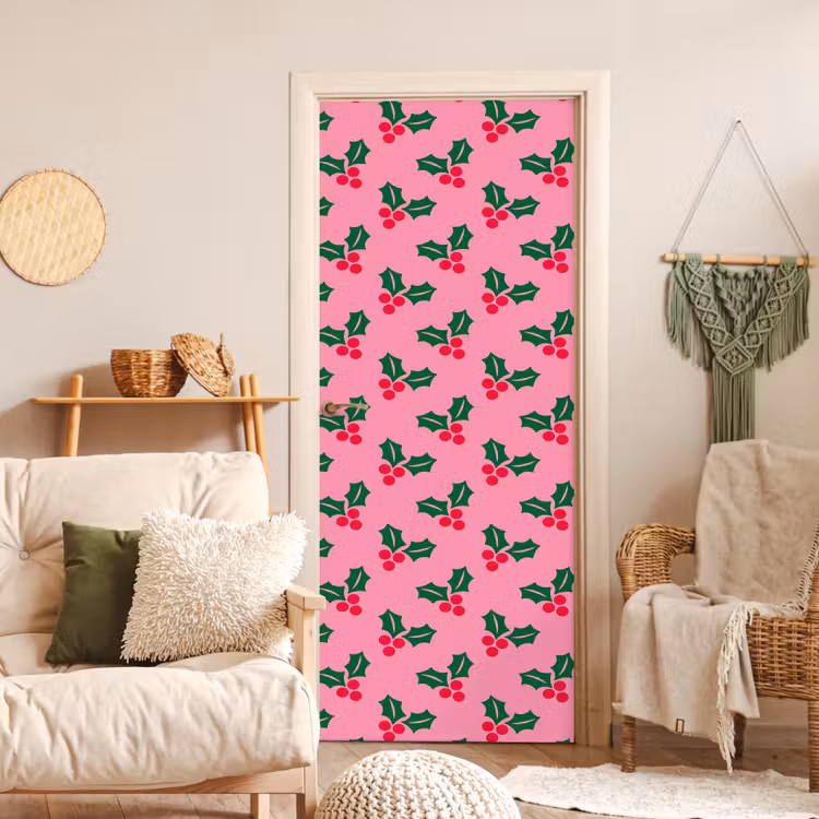 Deursticker - Hulst - Kerst - Roze — 4