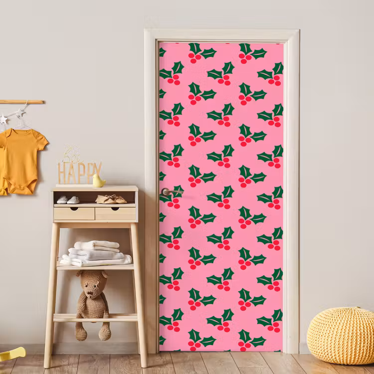 Deursticker - Hulst - Kerst - Roze — 6