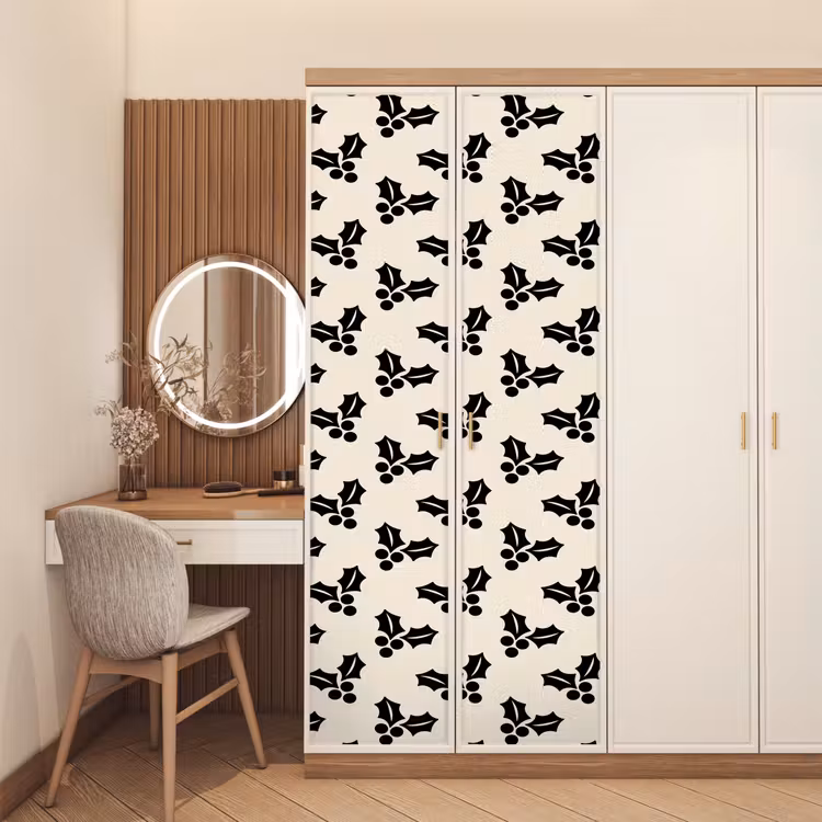 Deursticker - Hulst - Wit - Zwart - Kerst — 5