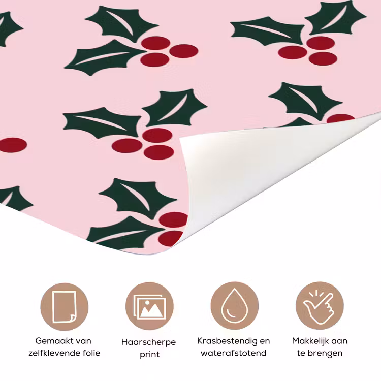 Deursticker - Kerst - Hulst - Groen - Roze — 3