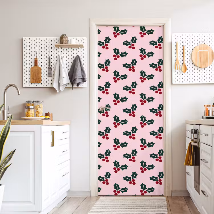 Deursticker - Kerst - Hulst - Groen - Roze — 7