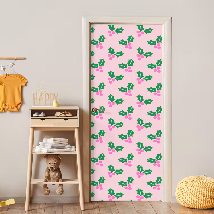 Deursticker - Kerst - Hulst - Roze — 6