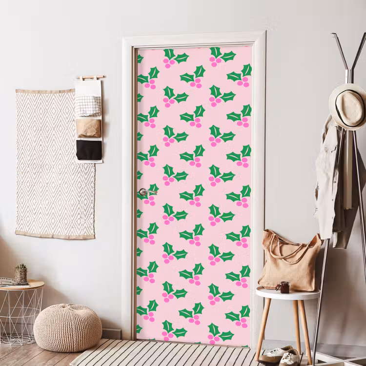 Deursticker - Kerst - Hulst - Roze — 8