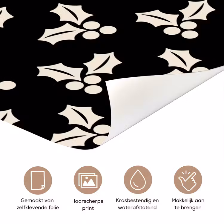 Deursticker - Kerst - Zwart - Wit - Hulst — 3
