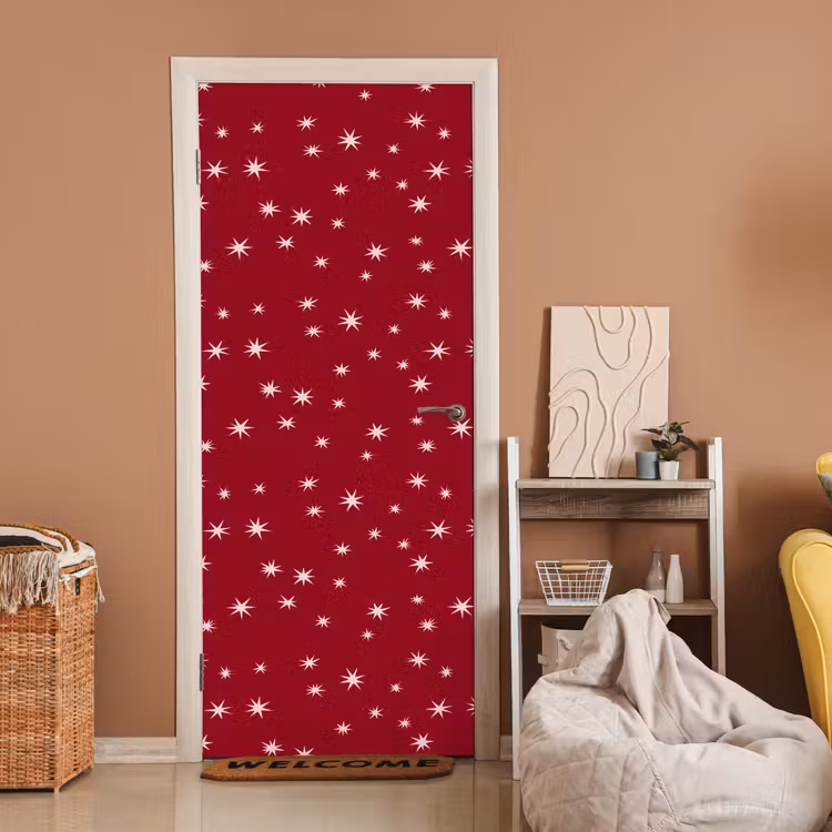 Deursticker - Rood - Wit - Kerst - Ster — 2