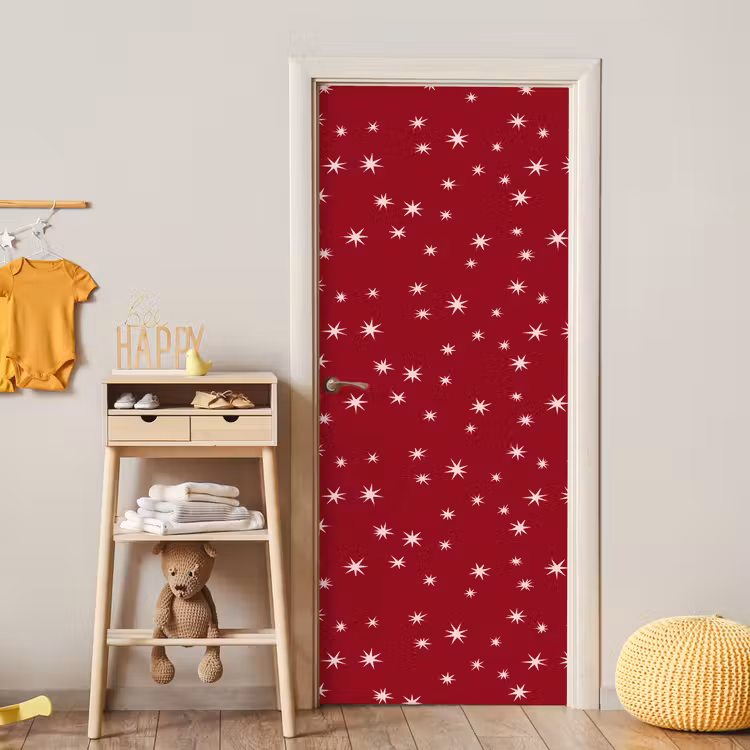 Deursticker - Rood - Wit - Kerst - Ster — 6
