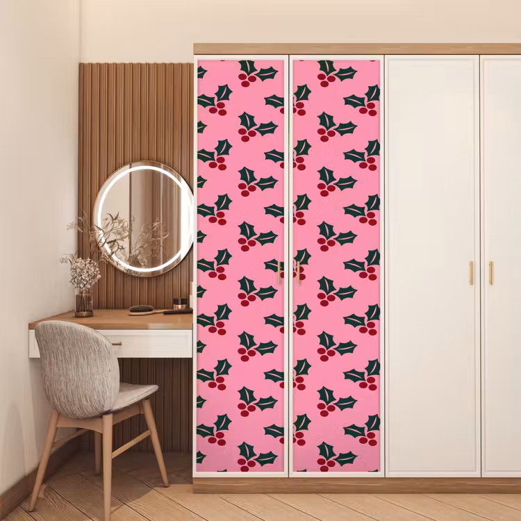 Deursticker - Roze - Kerst - Hulst — 5