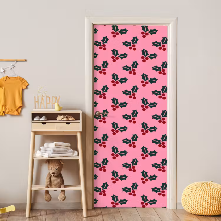 Deursticker - Roze - Kerst - Hulst — 6