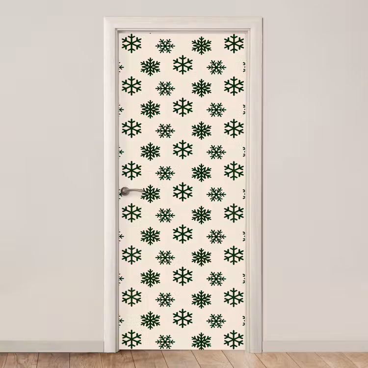 Deursticker - Sneeuwvlok - Crème - Groen - Kerst — 1