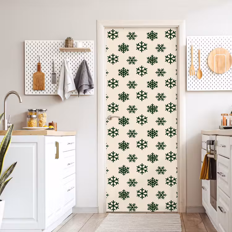 Deursticker - Sneeuwvlok - Crème - Groen - Kerst — 7
