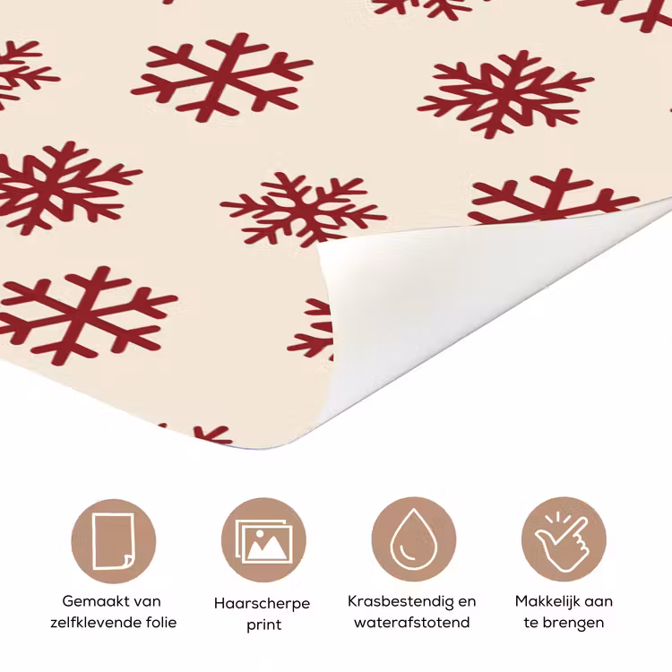 Deursticker - Sneeuwvlok - Crème - Rood — 3