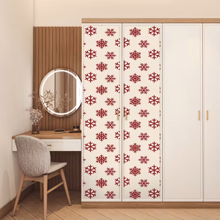 Deursticker - Sneeuwvlok - Crème - Rood — 5