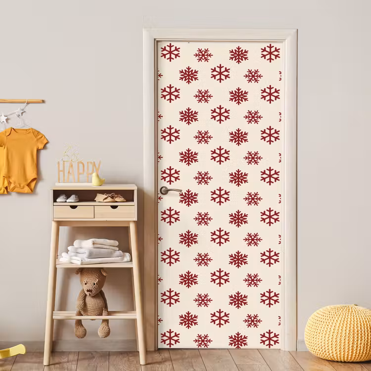 Deursticker - Sneeuwvlok - Crème - Rood — 6
