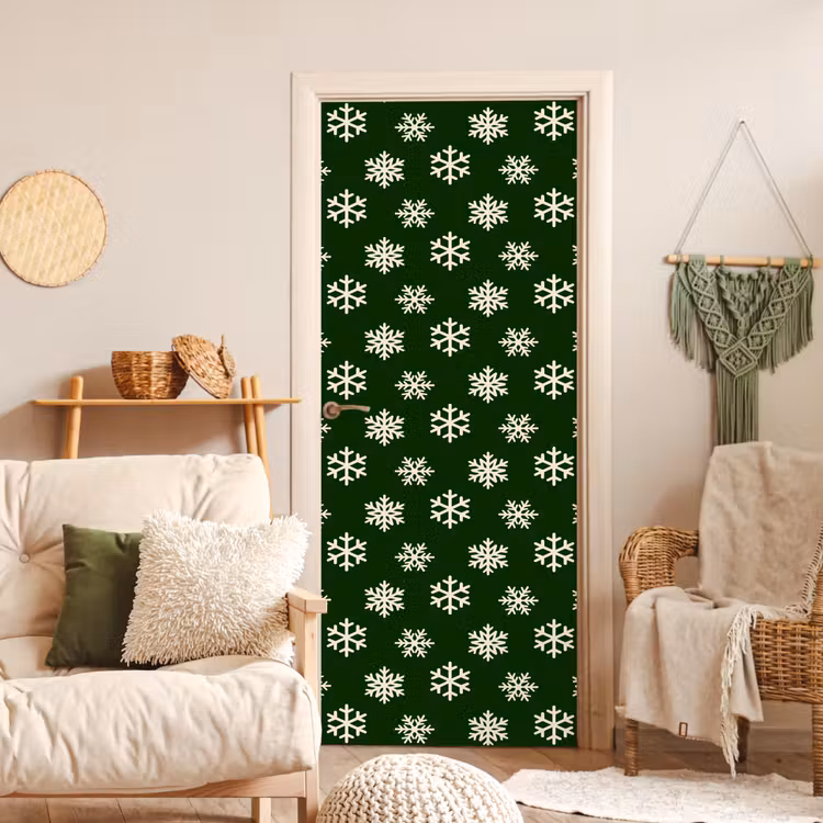 Deursticker - Sneeuwvlok - Groen - Wit - Kerst — 4
