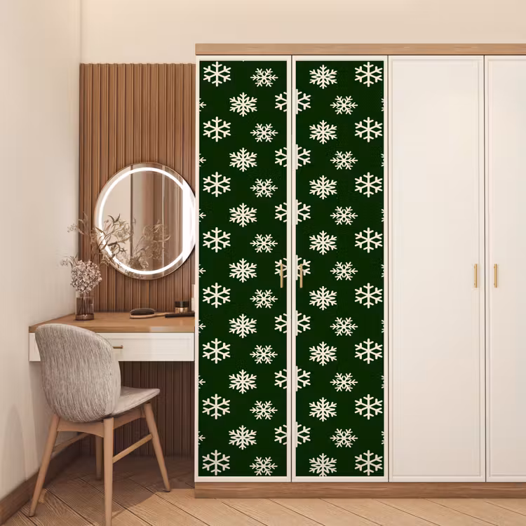 Deursticker - Sneeuwvlok - Groen - Wit - Kerst — 5